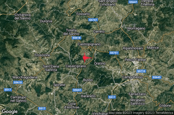 Lieve Terremoto M2.1 epicentro 3 km NE Casalciprano (CB) alle 08:48:37 (06:48:37 UTC)