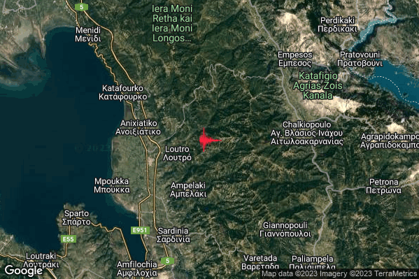 Intenso Terremoto M4.6 epicentro Greece alle 20:45:40 (18:45:40 UTC)