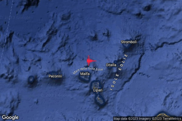 Leggero Terremoto M2.9 epicentro Isole Eolie (Messina) alle 00:10:14 (22:10:14 UTC)