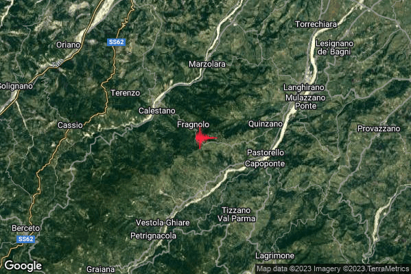 Lieve Terremoto M2.2 epicentro 4 km SE Calestano (PR) alle 06:55:23 (04:55:23 UTC)