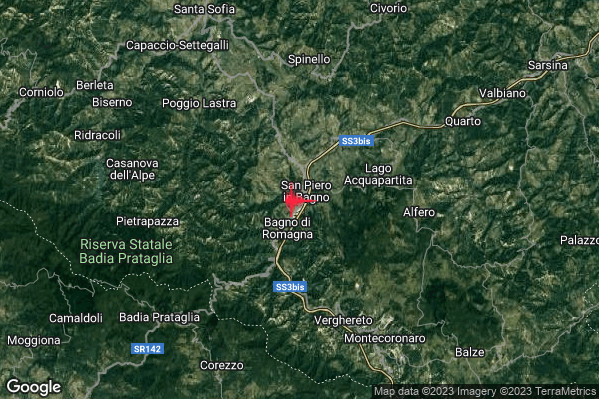 Lieve Terremoto M2.1 epicentro 1 km SW Bagno di Romagna (FC) alle 12:02:38 (10:02:38 UTC)