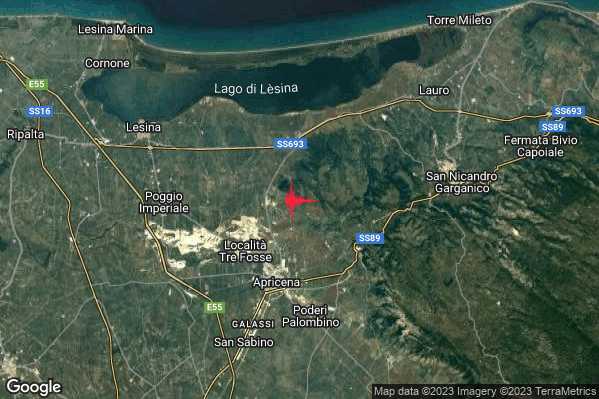 Lieve Terremoto M2.0 epicentro 5 km N Apricena (FG) alle 13:54:05 (11:54:05 UTC)