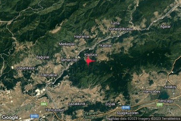 Intenso Terremoto M4.5 epicentro Turkey alle 16:07:12 (14:07:12 UTC)