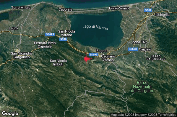 Lieve Terremoto M2.1 epicentro 4 km W Cagnano Varano (FG) alle 06:07:48 (04:07:48 UTC)