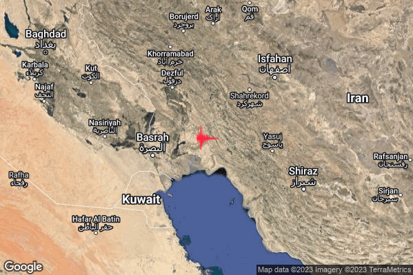 Severo Terremoto M5.5 epicentro Western Iran [Land: Iran] alle 13:15:39 (11:15:39 UTC)