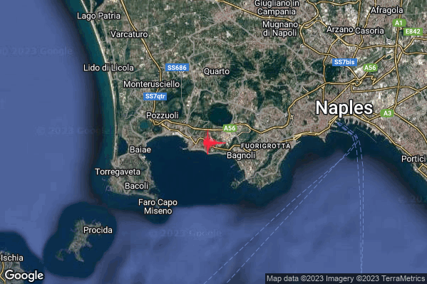 Moderato Terremoto M3.6 epicentro Campi Flegrei alle 12:36:21 (10:36:21 UTC)
