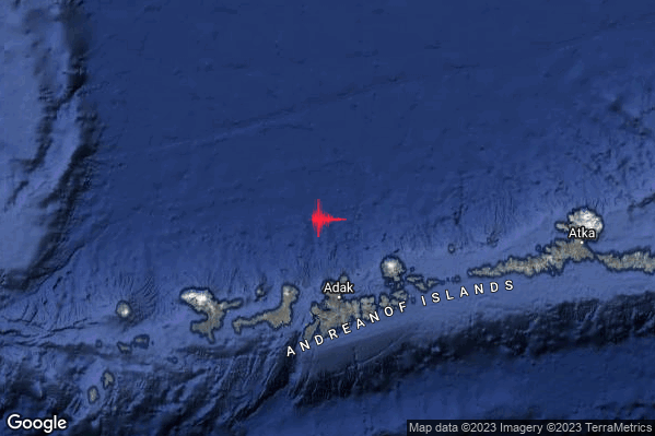 Estremo Terremoto M6.4 epicentro Andreanof Islands Aleutian Islands United States [Sea: United States] alle 13:35:32 (11:35:32 UTC)