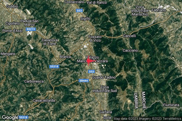Lieve Terremoto M2.0 epicentro 4 km S Fossato di Vico (PG) alle 20:03:44 (18:03:44 UTC)