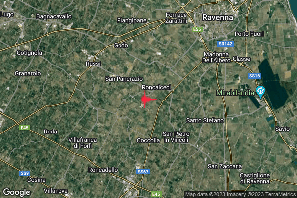 Lieve Terremoto M2.2 epicentro 7 km SE Russi (RA) alle 05:08:47 (03:08:47 UTC)
