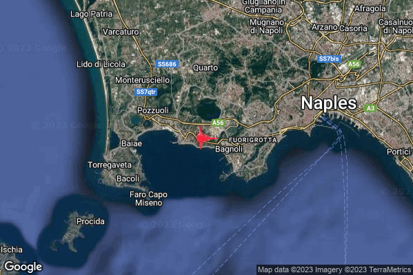 Lieve Terremoto M2.0 epicentro Campi Flegrei alle 06:00:38 (04:00:38 UTC)