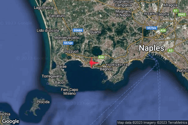 Lieve Terremoto M2.2 epicentro Campi Flegrei alle 06:02:48 (04:02:48 UTC)