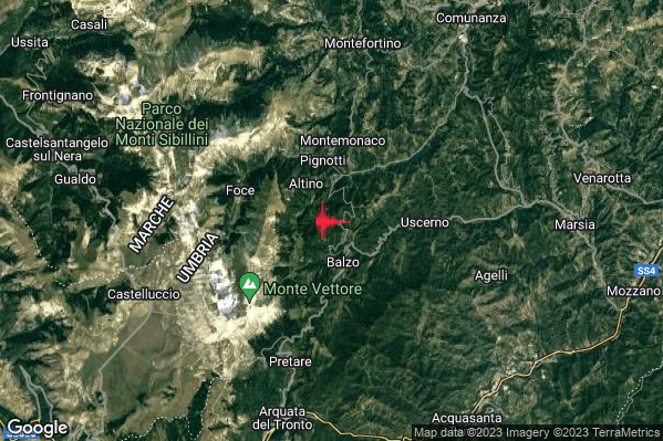 Lieve Terremoto M2.2 epicentro 2 km NW Montegallo (AP) alle 09:05:23 (07:05:23 UTC)
