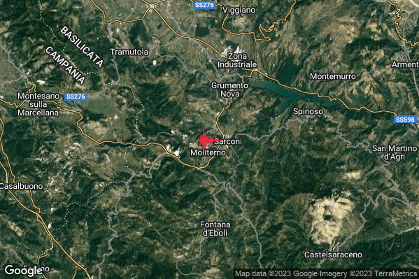 Lieve Terremoto M2.0 epicentro 1 km N Moliterno (PZ) alle 01:03:26 (23:03:26 UTC)