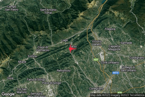 12:11:35 M2.3 epicentro “1 km S Tarzo (TV)”