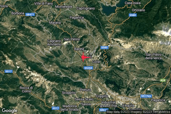 Lieve Terremoto M2.1 epicentro Pizzoli (AQ) alle 11:31:00 (09:31:00 UTC)