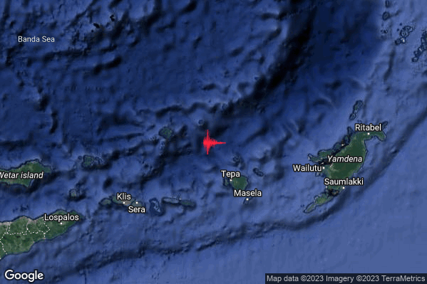 Severo Terremoto M5.5 epicentro Indonesia [Sea] alle 07:44:19 (05:44:19 UTC)