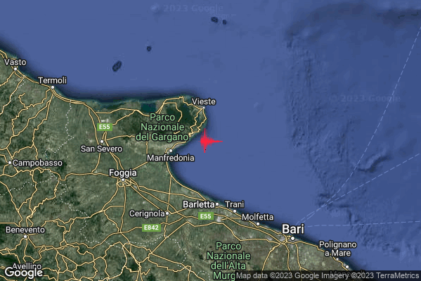 Lieve Terremoto M2.1 epicentro Costa Garganica (Foggia) alle 10:00:48 (08:00:48 UTC)