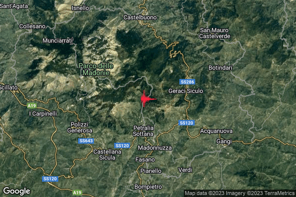 18:00:53 M2.1 epicentro “4 km N Petralia Sottana (PA)”