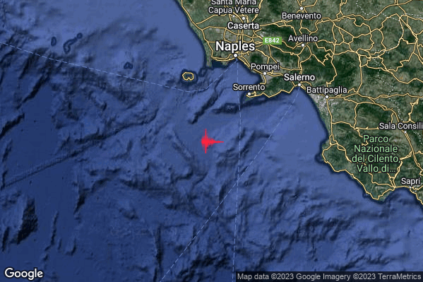 Distinto Terremoto M4.2 epicentro Tirreno Meridionale (MARE) alle 00:22:45 (22:22:45 UTC)