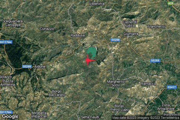 Lieve Terremoto M2.2 epicentro 6 km SE Raddusa (CT) alle 21:51:01 (19:51:01 UTC)