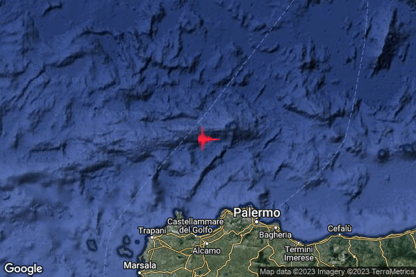 Debole Terremoto M2.3 epicentro Tirreno Meridionale (MARE) alle 06:26:44 (05:26:44 UTC)