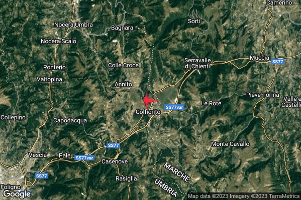 Lieve Terremoto M2.1 epicentro 6 km SW Serravalle di Chienti (MC) alle 20:12:04 (19:12:04 UTC)