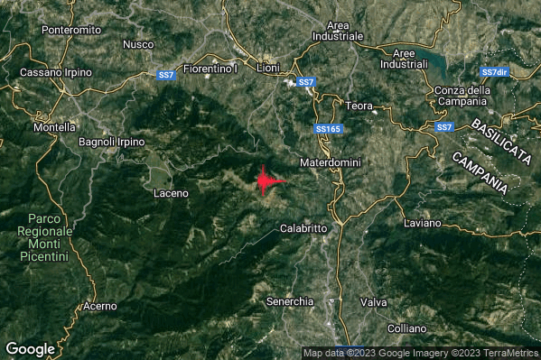 Debole Terremoto M2.4 epicentro 3 km W Caposele (AV) alle 17:28:09 (16:28:09 UTC)