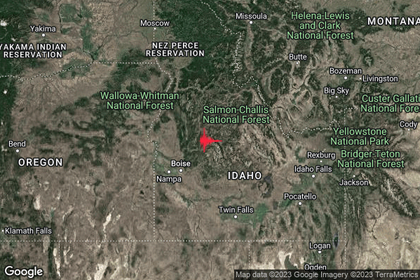 Severo Terremoto M5.5 epicentro Western Idaho United States [Land: United States] alle 03:39:02 (02:39:02 UTC)