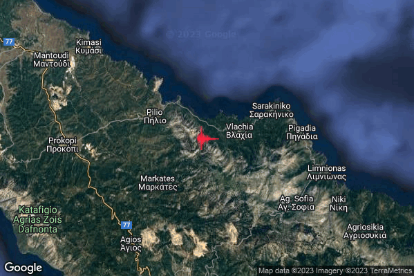 Forte Terremoto M5.1 epicentro Greece alle 07:26:39 (06:26:39 UTC)