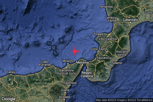 Lieve Terremoto M2.1 epicentro Tirreno Meridionale (MARE) alle 19:57:21 (18:57:21 UTC)