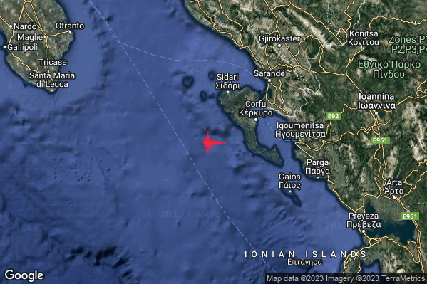 Moderato Terremoto M3.5 epicentro Mar Ionio Settentrionale (MARE) alle 17:25:47 (16:25:47 UTC)