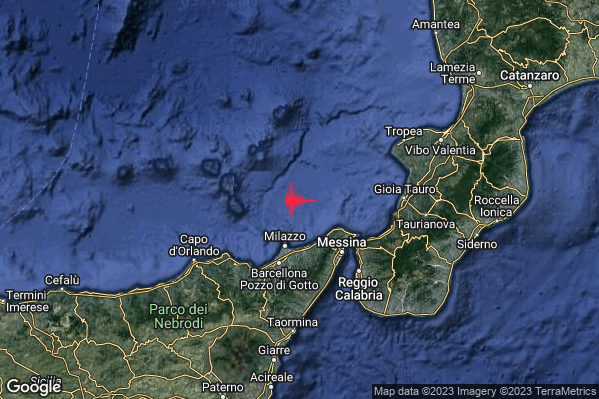 Lieve Terremoto M2.1 epicentro Tirreno Meridionale (MARE) alle 20:18:04 (19:18:04 UTC)