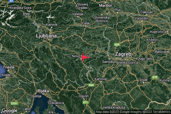 Leggero Terremoto M2.8 epicentro Confine Slovenia-Croazia (SLOVENIA CROAZIA) alle 03:10:17 (02:10:17 UTC)