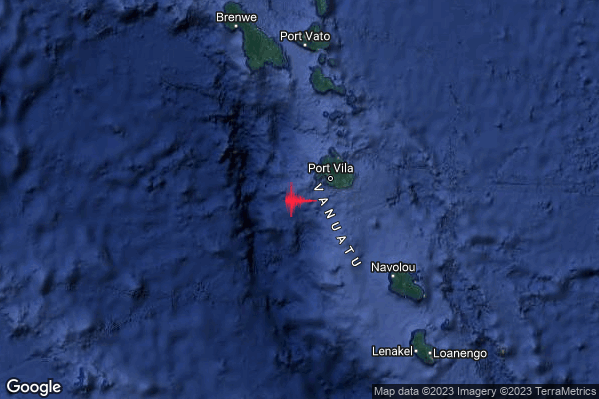 Violento Terremoto M5.7 epicentro Vanuatu Islands [Sea: Vanuatu] alle 13:35:33 (12:35:33 UTC)