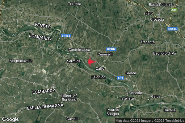 Lieve Terremoto M2.1 epicentro 2 km NW Calto (RO) alle 03:35:09 (02:35:09 UTC)