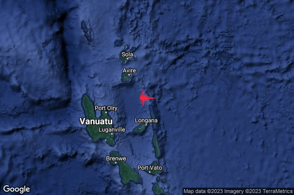 Estremo Terremoto M6.5 epicentro Vanuatu Islands [Sea: Vanuatu] alle 05:47:35 (04:47:35 UTC)