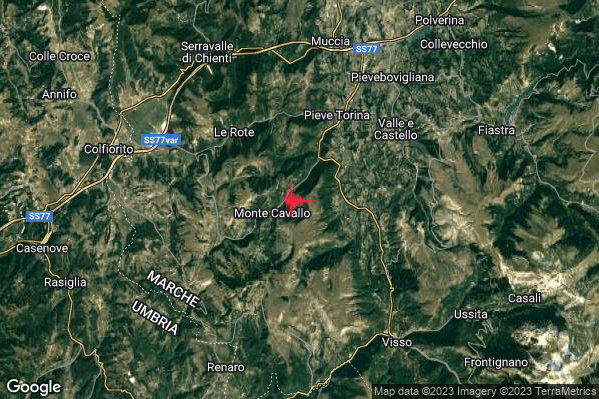Lieve Terremoto M2.1 epicentro 2 km E Monte Cavallo (MC) alle 09:16:03 (08:16:03 UTC)