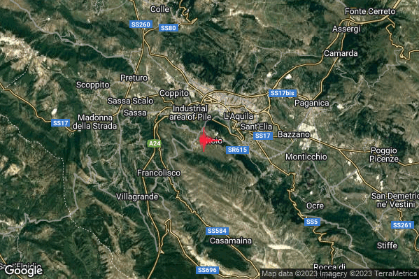 Moderato Terremoto M3.6 epicentro 3 km SW L'Aquila (AQ) alle 17:52:41 (16:52:41 UTC)