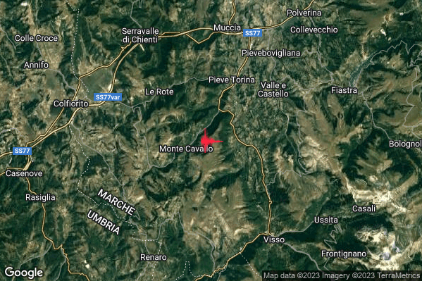 Lieve Terremoto M2.2 epicentro 2 km E Monte Cavallo (MC) alle 13:09:43 (12:09:43 UTC)