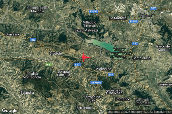 Lieve Terremoto M2.1 epicentro 4 km NW Miglionico (MT) alle 14:11:53 (13:11:53 UTC)