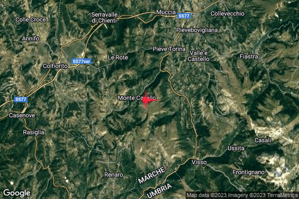 Lieve Terremoto M2.0 epicentro 1 km E Monte Cavallo (MC) alle 01:24:57 (00:24:57 UTC)