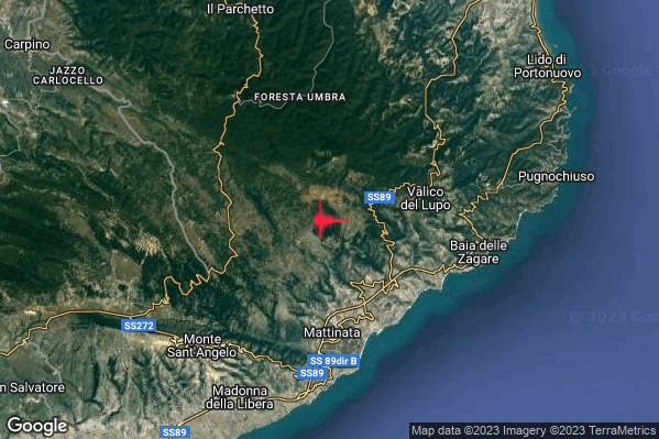 Lieve Terremoto M2.1 epicentro 6 km N Mattinata (FG) alle 02:30:08 (01:30:08 UTC)