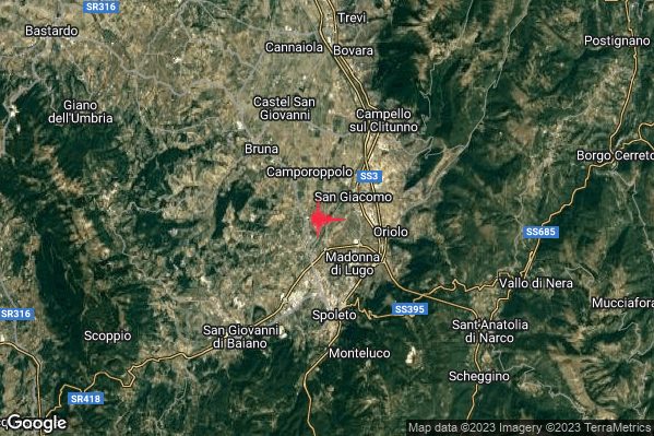 Lieve Terremoto M2.0 epicentro 5 km SW Campello sul Clitunno (PG) alle 19:08:35 (18:08:35 UTC)