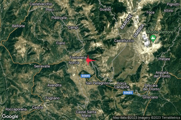 Debole Terremoto M2.4 epicentro 3 km E Norcia (PG) alle 17:21:45 (16:21:45 UTC)