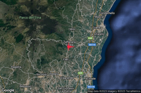 Lieve Terremoto M2.0 epicentro 1 km S Zafferana Etnea (CT) alle 17:50:01 (16:50:01 UTC)