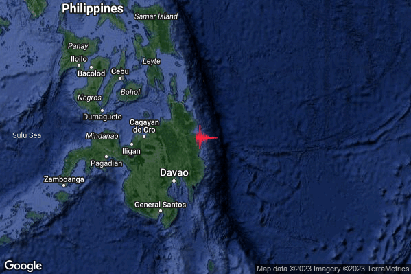 Estremo Terremoto M7.5 epicentro Philippines [Sea] alle 15:37:01 (14:37:01 UTC)