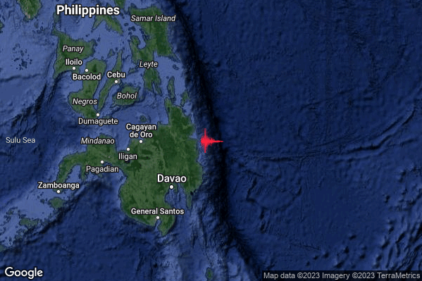 Violento Terremoto M5.7 epicentro Philippines [Sea] alle 06:43:44 (05:43:44 UTC)