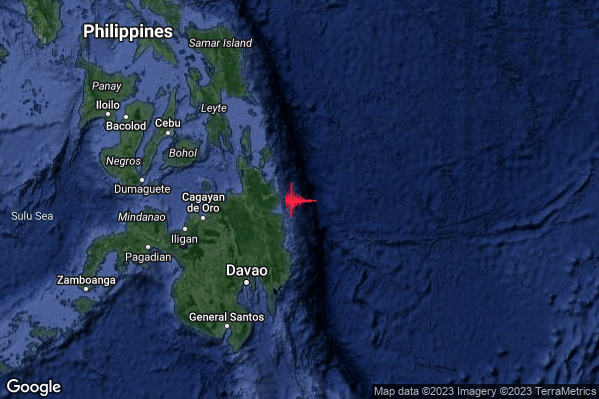 Estremo Terremoto M6.9 epicentro Philippines [Sea] alle 20:49:36 (19:49:36 UTC)