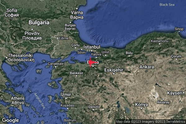 Forte Terremoto M4.8 epicentro Turkey [Sea] alle 08:42:23 (07:42:23 UTC)