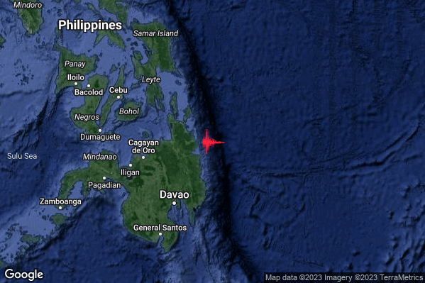 Violento Terremoto M5.8 epicentro Philippines [Sea] alle 10:10:10 (09:10:10 UTC)